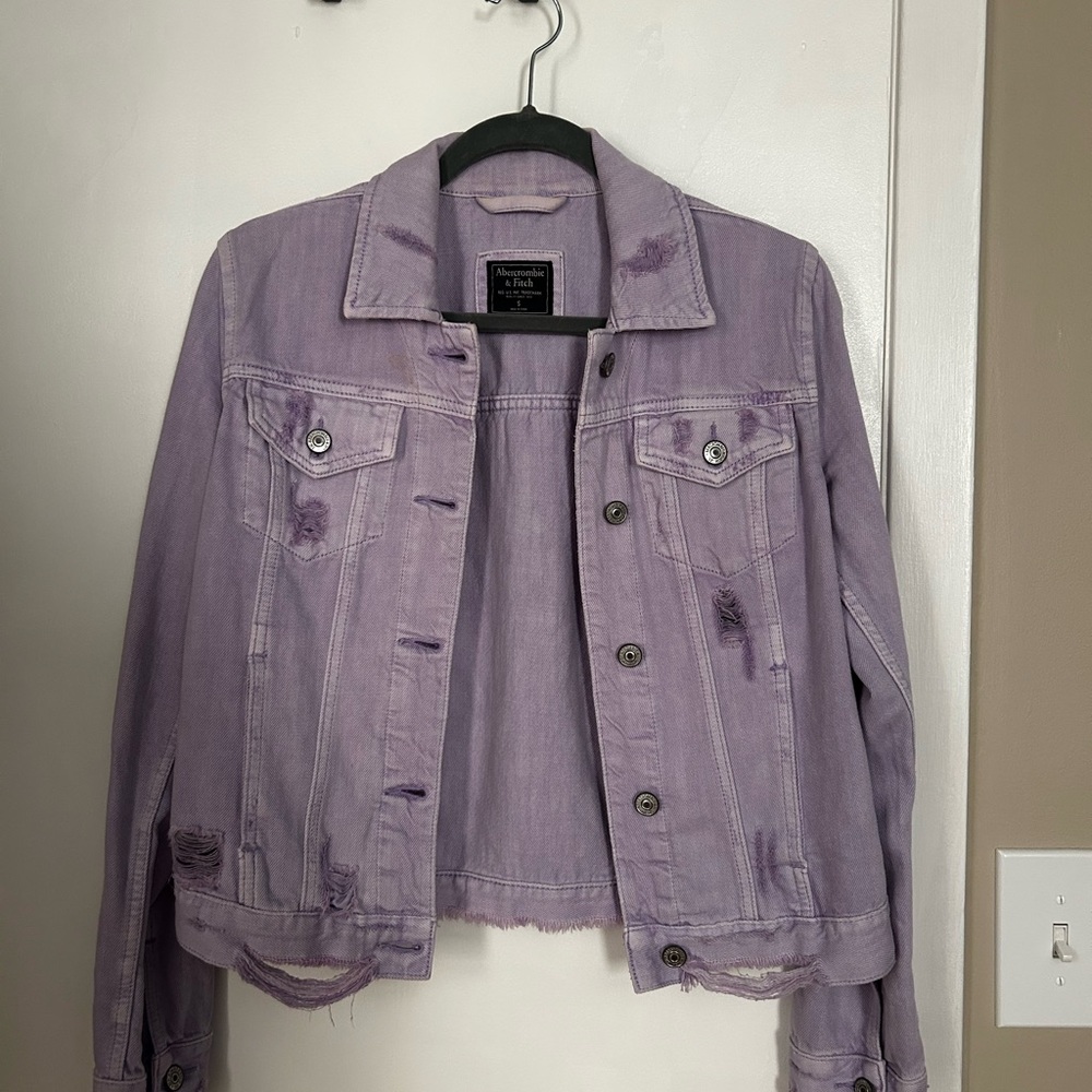 Purple Distressed Denim Jacket